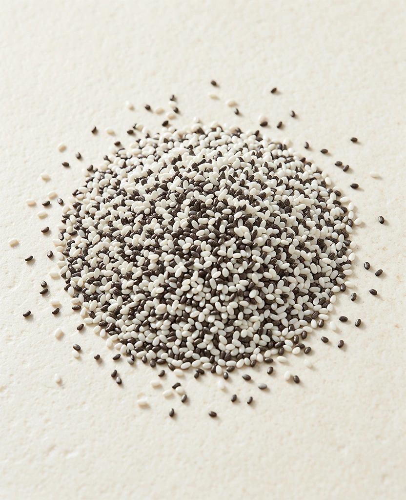 Artistic arrangement of chia seeds